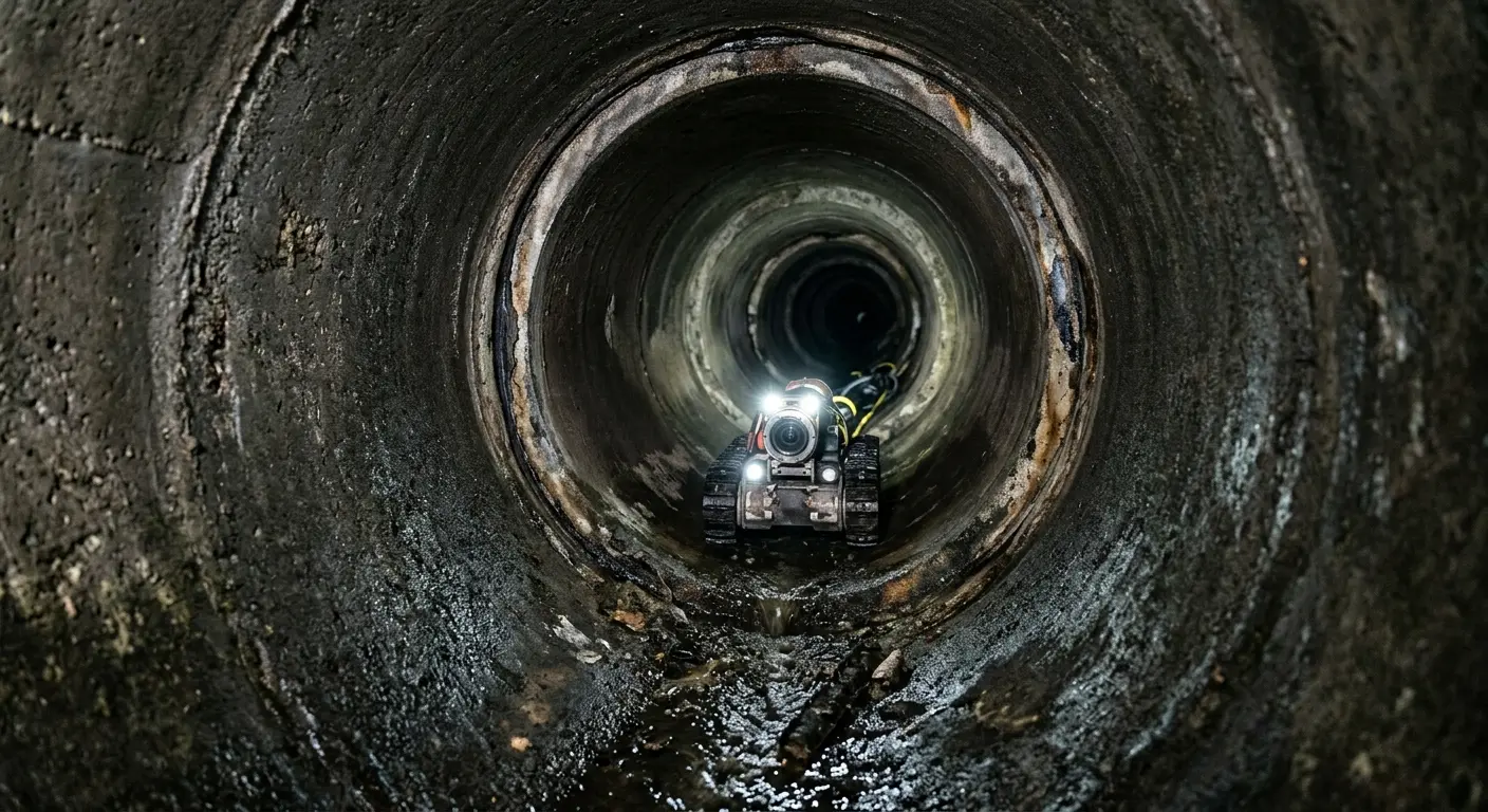 Robotic sewer camera inspecting pipe interior for Sewer Line Cleaning in University Heights